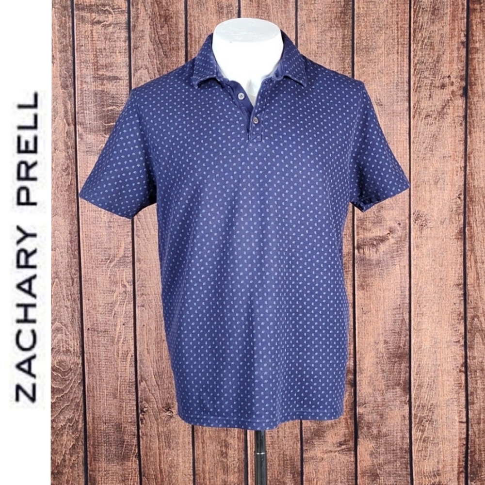 Mens Blue 3 Button Pima Cotton Short Sleeve Polo